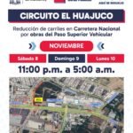 Restringirán lateral por construcción de puente en el Huajuco