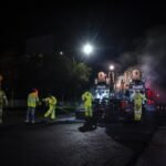 Supervisan obra nocturna en la Carretera Nacional